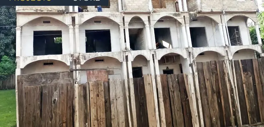 Arcaded building under construction in The Gambia