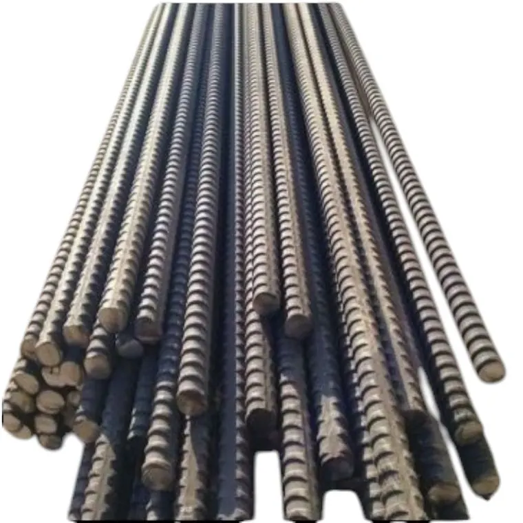 Stack of ribbed steel reinforcement bars